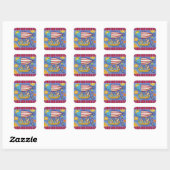 HISS N' FITZ CATS & MOUSE IN 4 JULI ZEPPELIN VIERKANTE STICKER (Vel)