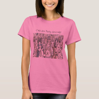 Hiss N' Fitz Cats PARTY ANIMALS T SHIRT Pink