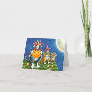 HISS N' FITZ CATS, TRICK OR TREAT GRAPPIGE HALLOWE FEESTDAGEN KAART