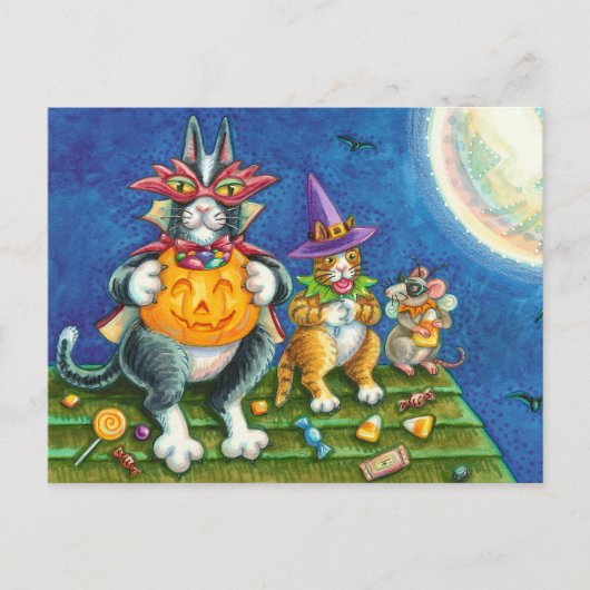 HISS N' FITZ CATS, TRICK OR TREAT GRAPPIGE HALLOWE FEESTDAGENKAART (Voorkant)