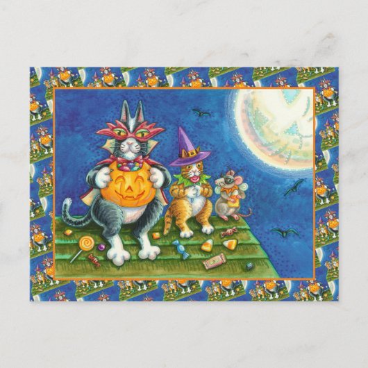 HISS N' FITZ CATS, TRICK OR TREAT GRAPPIGE HALLOWE FEESTDAGENKAART (Voorkant)