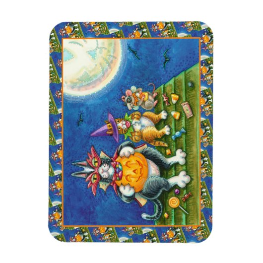 HISS N' FITZ CATS, TRICK OR TREAT GRAPPIGE HALLOWE MAGNEET (Verticaal)