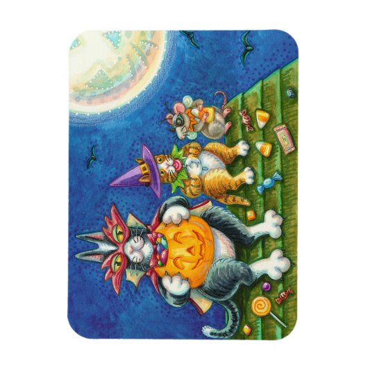 HISS N' FITZ CATS, TRICK OR TREAT GRAPPIGE HALLOWE MAGNEET (Verticaal)