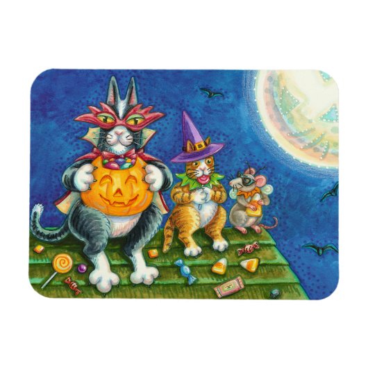 HISS N' FITZ CATS, TRICK OR TREAT GRAPPIGE HALLOWE MAGNEET (Horizontaal)