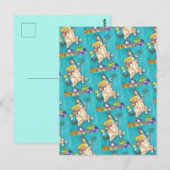 HISS N' FITZ KAT IN VERJAARDAGSKLEDING, TAART & KA BRIEFKAART (Voorkant / Achterkant)