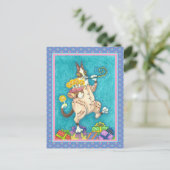 HISS N' FITZ KAT IN VERJAARDAGSOUTFIT, TAART & KAA BRIEFKAART (Staand voorkant)