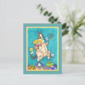 HISS N' FITZ KAT IN VERJAARDAGSOUTFIT, TAART & KAA BRIEFKAART (Staand voorkant)