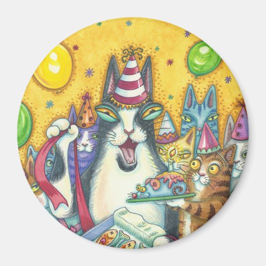 Hiss N' Fitz katten BIRTHDAY MAGNET Round *Customi (Voorkant)