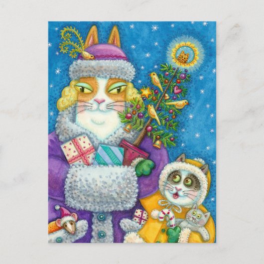 HISS N' FITZ KATTEN KERSTMIS WINKELEN, VEREN BOOM FEESTDAGENKAART (Voorkant)