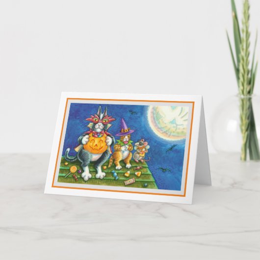 HISS N' FITZ KATTEN, TRICK OR TREAT GRAPPIGE HALLO FEESTDAGEN KAART (Voorkant)