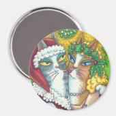 HISS N' FITZ KISSING CATS, SANTA CLAWS MAGNET (Voorkant / Achterkant)