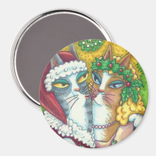 HISS N' FITZ KISSING CATS, SANTA CLAWS MAGNET (Voorkant / Achterkant)