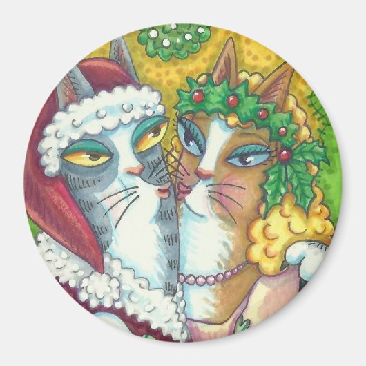 HISS N' FITZ KISSING CATS, SANTA CLAWS MAGNET (Voorkant)