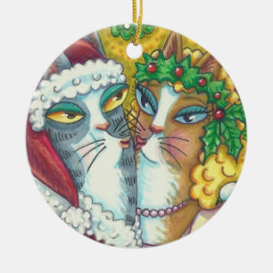 HISS N' FITZ KISSING CATS, SANTA CLAWS ORNAMENT