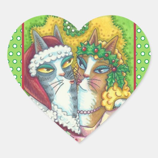 HISS N' FITZ KISSING CATS, SANTA CLAWS STICKERS (Voorkant)