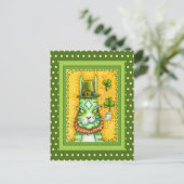 HISS N' FITZ LEPRECHAUN, ST. PADDY'S DAY FUNNY CAT BRIEFKAART (Staand voorkant)