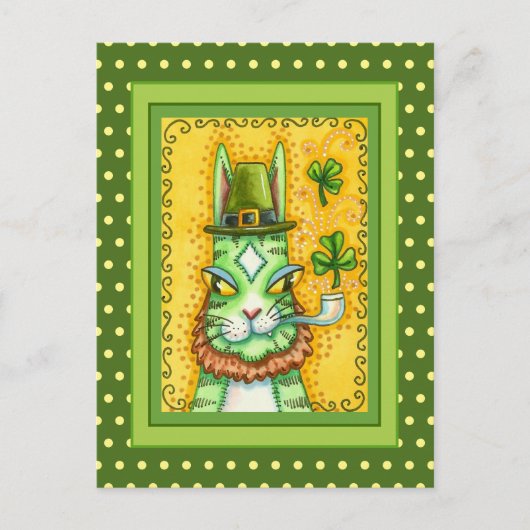 HISS N' FITZ LEPRECHAUN, ST. PADDY'S DAY FUNNY CAT BRIEFKAART (Voorkant)