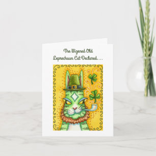 HISS N' FITZ LEPRECHAUN, ST. PADDY'S DAY FUNNY CAT FEESTDAGEN KAART