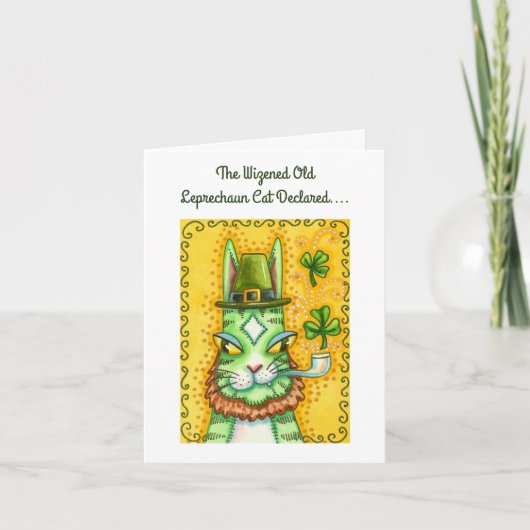 HISS N' FITZ LEPRECHAUN, ST. PADDY'S DAY FUNNY CAT FEESTDAGEN KAART (Voorkant)