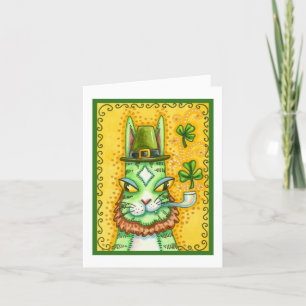HISS N' FITZ LEPRECHAUN, ST. PADDY'S DAY FUNNY CAT FEESTDAGEN KAART