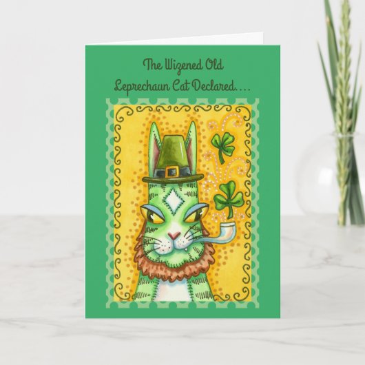 HISS N' FITZ LEPRECHAUN, ST. PADDY'S DAY FUNNY CAT FEESTDAGEN KAART (Voorkant)