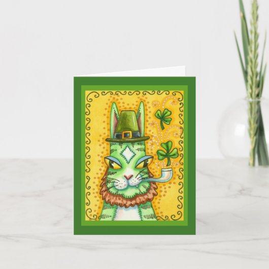 HISS N' FITZ LEPRECHAUN, ST. PADDY'S DAY FUNNY CAT FEESTDAGEN KAART (Voorkant)