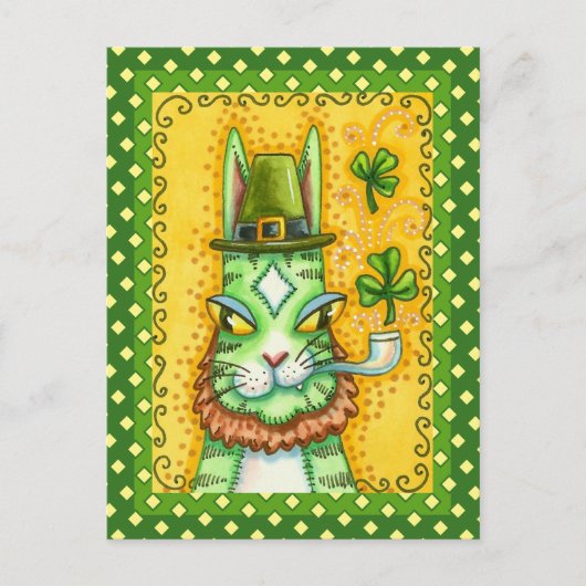 HISS N' FITZ LEPRECHAUN, ST. PADDY'S DAY FUNNY CAT FEESTDAGENKAART (Voorkant)