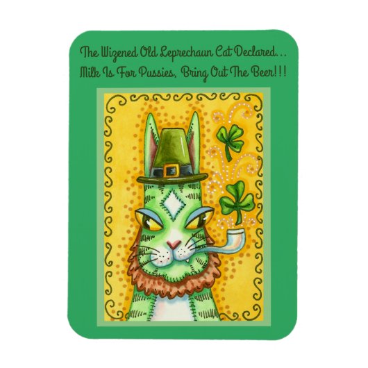 HISS N' FITZ LEPRECHAUN, ST. PADDY'S DAY FUNNY CAT MAGNEET (Verticaal)