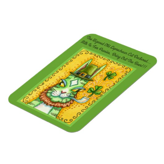 HISS N' FITZ LEPRECHAUN, ST. PADDY'S DAY FUNNY CAT MAGNEET (Linkerzijde)