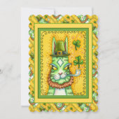 HISS N' FITZ LEPRECHAUN ST. PADDY'S FUNNY CAT Flat Feestdagenkaart (Voorkant)