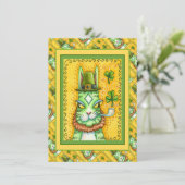 HISS N' FITZ LEPRECHAUN ST. PADDY'S FUNNY CAT Flat Feestdagenkaart (Staand voorkant)