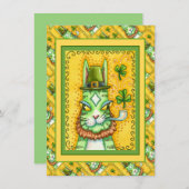 HISS N' FITZ LEPRECHAUN ST. PADDY'S FUNNY CAT Flat Feestdagenkaart (Voorkant / Achterkant)