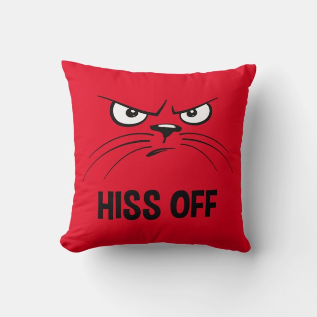 Hiss of Funny Angry Cat Kussen (Voorkant)