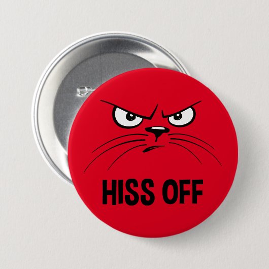 Hiss of Funny Angry Cat Ronde Button 7,6 Cm (Voorkant /achterkant)