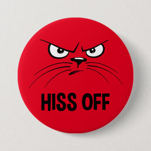 Hiss of Funny Angry Cat Ronde Button 7,6 Cm