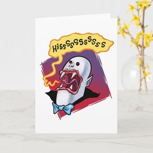 Hiss-terical Vampire Cartoon - Grappige horror kun Kaart (Gele Bloem)