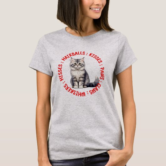 Hisses and Kisses, Britse langharige kat T-shirt (Voorkant)