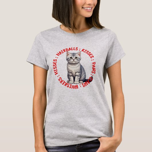 Hisses and Kisses, een Britse kat met kort haar T-shirt (Voorkant)