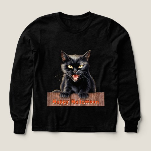 Hissing Black Cat Happy Halloween (Voorkant)