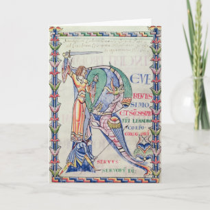 Historiated aanvankelijke 'R Notitiekaartje