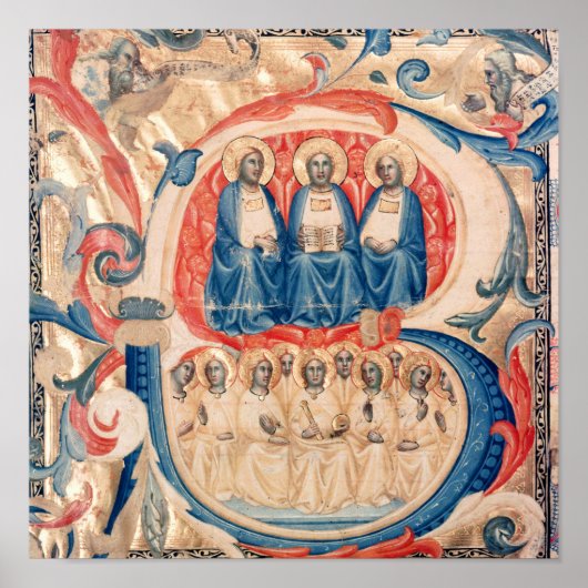 Historiated initiaal "B" die de driedaagse omgevin Poster (Voorkant)