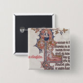 Historiated initiaal 'L' die structuur van Vierkante Button 5,1 Cm (Voorkant /achterkant)