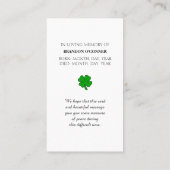 Historic 1904 World Fair Pavilion Irish Blessing  Visitekaartje (Achterkant)