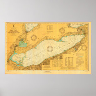 Historic 1918 Nautical Lake Erie Chart poster