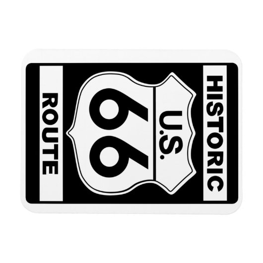 Historic Black Route 66 Premium Magnet Magneet (Horizontaal)