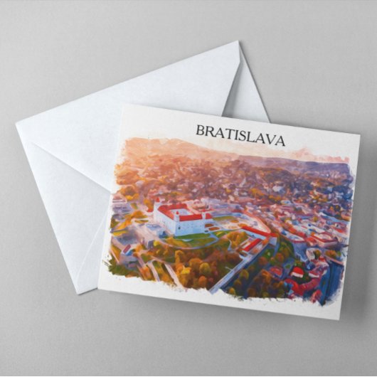 Historic Bratislava Slovakia - Watercolor Skyline Briefkaart