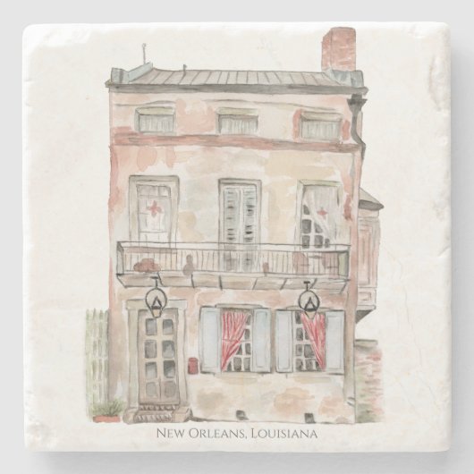 Historic Building New Orleans Watercolor Stenen Onderzetter (Voorkant)
