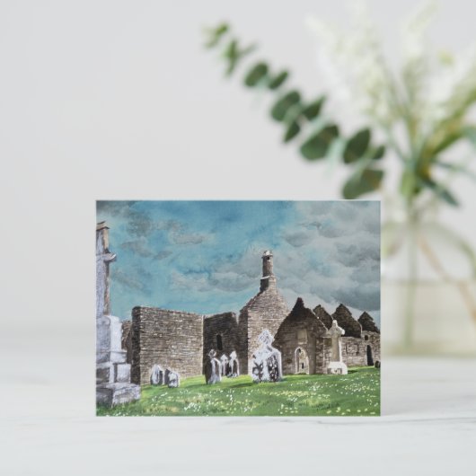 Historic Clonmacaai Celtic Cemetery Scene Briefkaart (Staand voorkant)