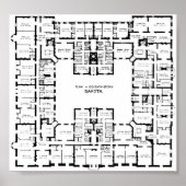Historic Dakota Building Floor Plan Poster (Voorkant)