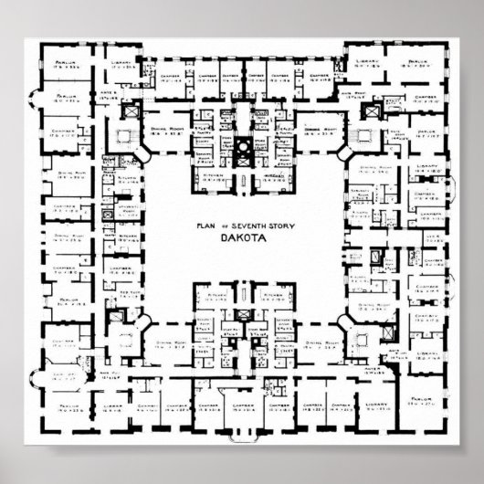 Historic Dakota Building Floor Plan Poster (Voorkant)